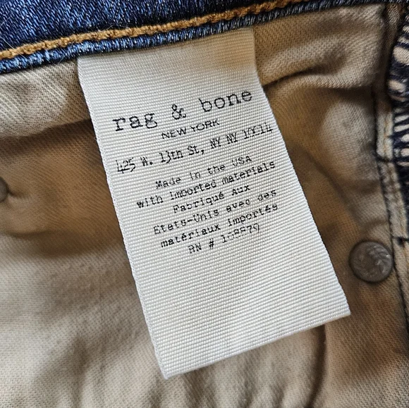 RAG & BONE CROP LOW RISE FRAYED HEM WOMEN’S JEANS sz 30 Dark Wash Denim - Picture 6 of 14